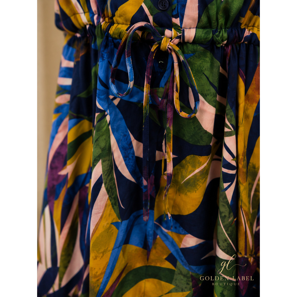 Sandra Darren Petite PM Tropical Midi Shirtdress Pockets NWT - Picture 11 of 12
